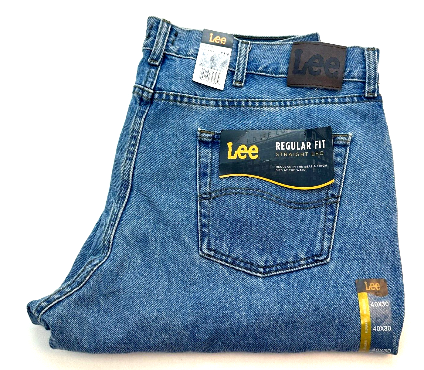 Lee Regular Fit Straight Leg Mens Jeans Size W40 L30 Light Stone New