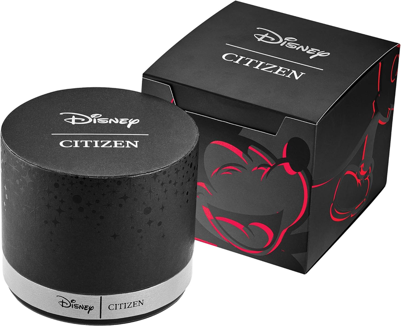 Pre-owned Citizen Eco-drive Disney Quartz Men's Watch, Stainless Steel With Leather Strap,