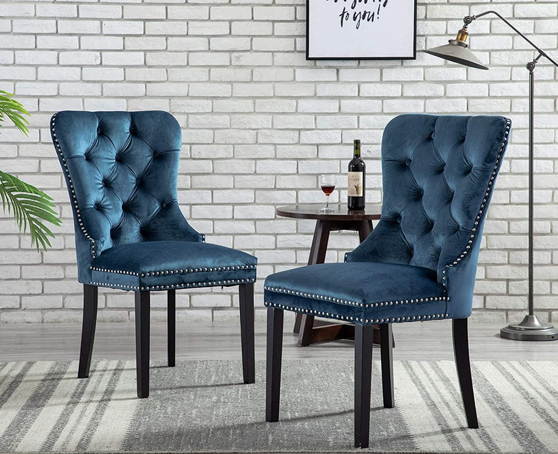 Upholstered Velvet Dining Chairs Set of 8, Dining Room Chairs Tufted Cushion Bac