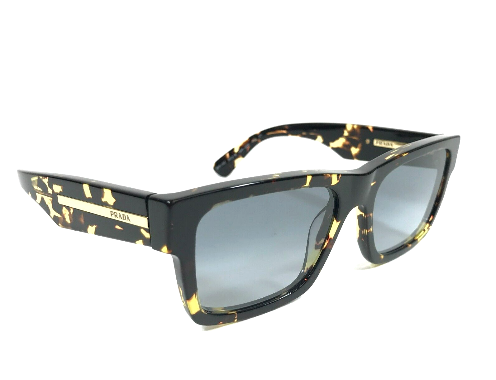 Pre-owned Prada Sunglasses Spr25z 16r-30f Tortoise Square Frames W/ Blue Lenses 56-18-140