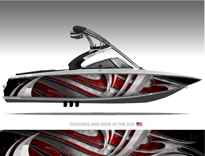 Reptile (Red) Abstract Boat Wrap Kit 3M Premium Cast Vinyl - 15 Size Options