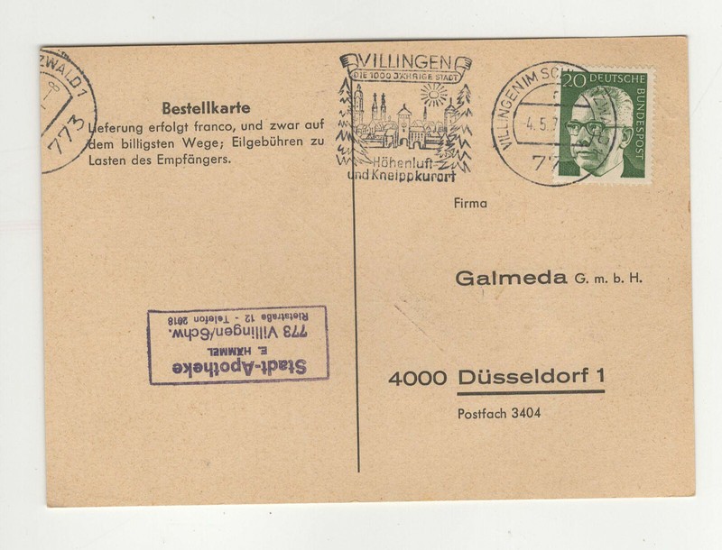 Allemagne 1971 G. Heinemann Oblit. Heinsberg Sur Carte Postale /L4854