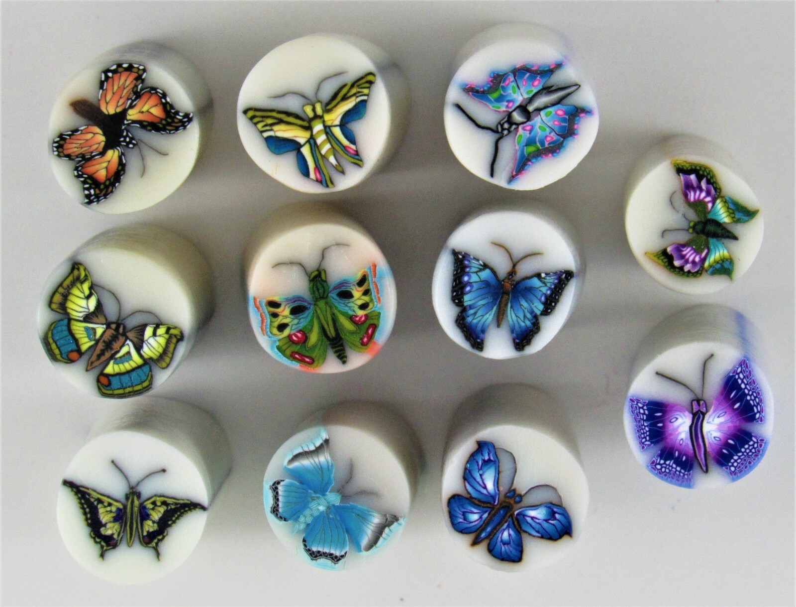 Polymer Clay Cane, Butterflies & Flowers, Handmade Jane Z
