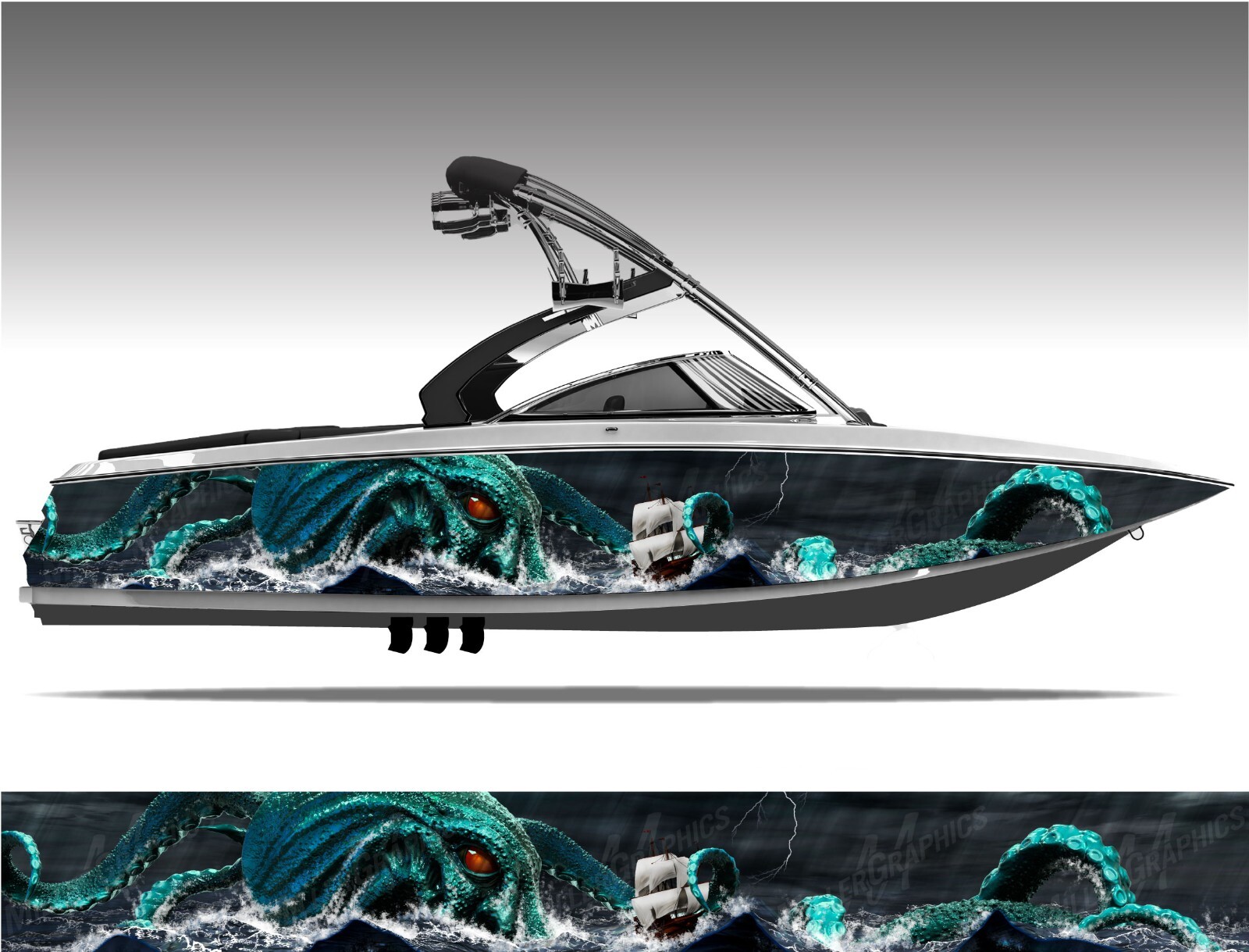 Kraken Sea Monster Boat Wrap Kit 3M Premium Cast Vinyl - 15 Kraken Sea Monster Boat Wrap Kit 3M Premium Cast Vinyl - 15