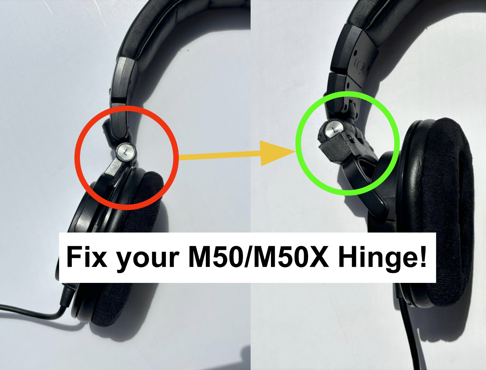 Audio Technica ATH-M50 / ATH-M50x / M50x / M50 Hinge Repair Audio Technica ATH-M50 / ATH-M50x / M50x / M50 Hinge Repair