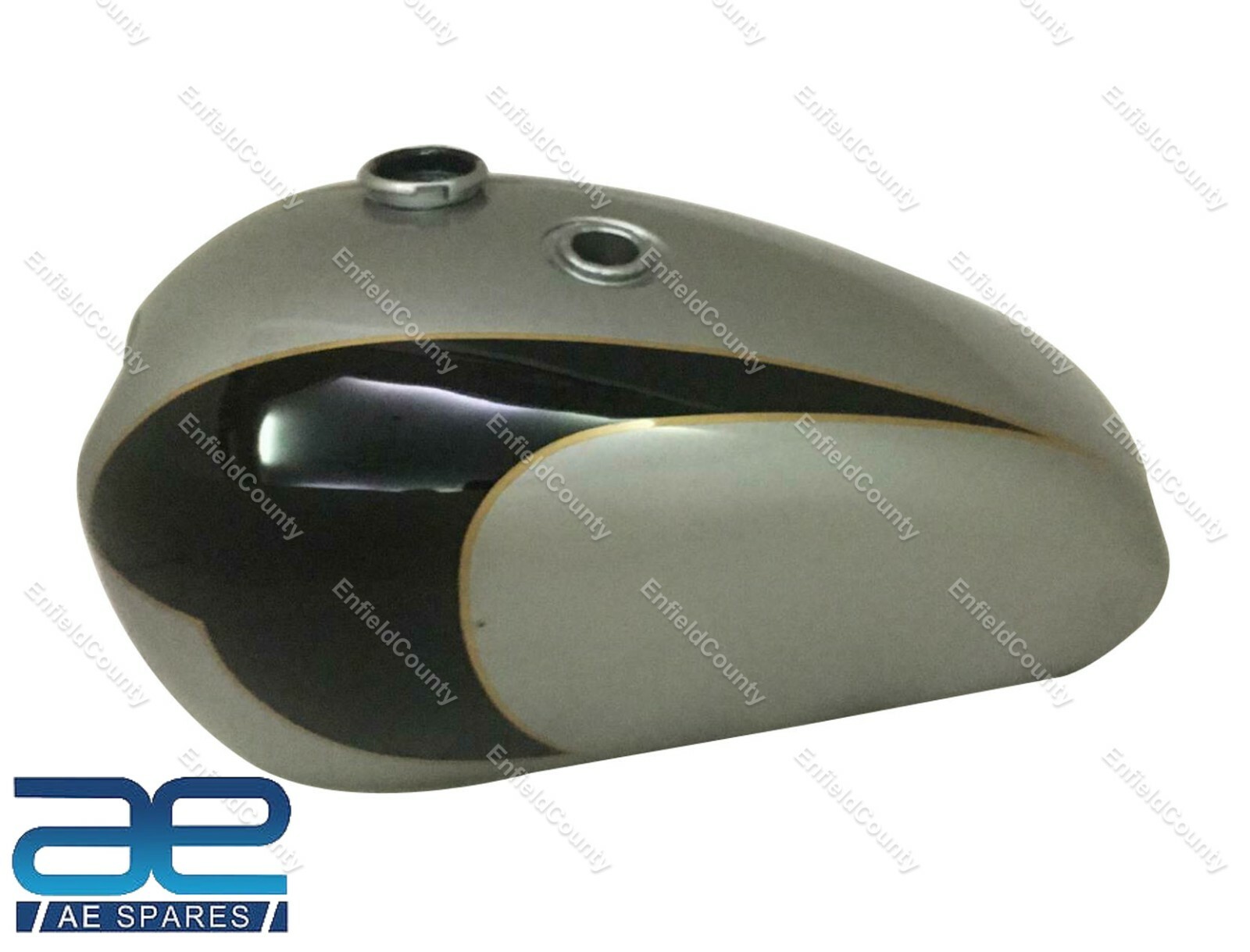 For Triumph T140 Silver & Black Painted Oif Steel Petrol Fuel Tank With Cap