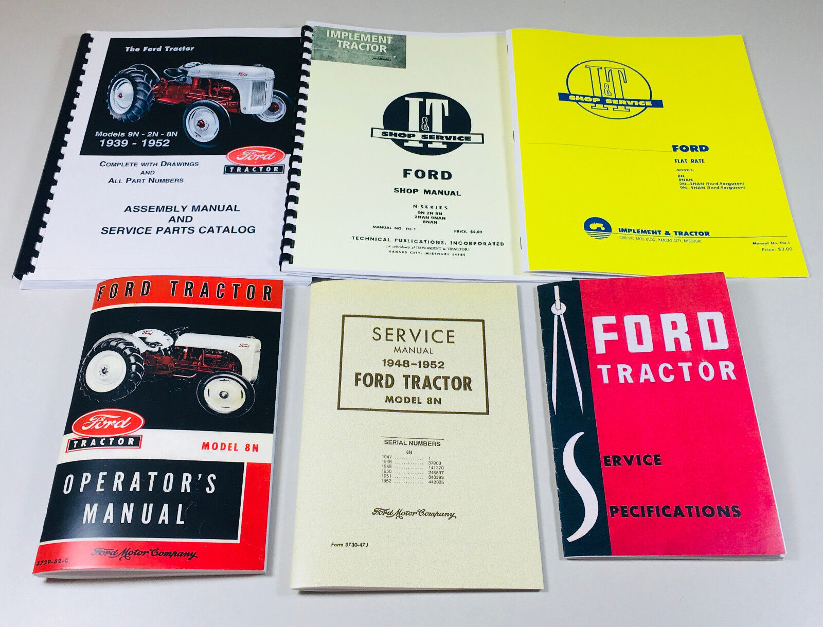 Lot 6 Ford 8N Tractor Manuals Shop Operators Parts Catalog Service