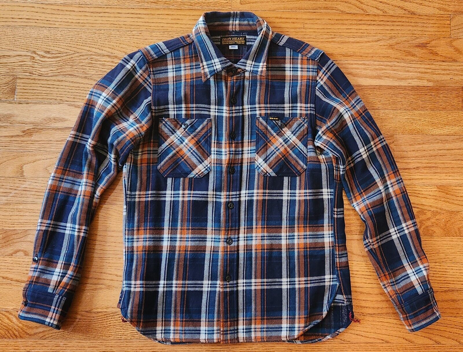 Iron Heart Ultra Heavy Flannel Work Shirt - Navy Crazy Check Iron Heart Ultra Heavy Flannel Work Shirt - Navy Crazy Check
