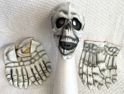 Skeleton Grim Reaper Adult Sz Costume Skull Face Mask Hands Feet Shoe Covers