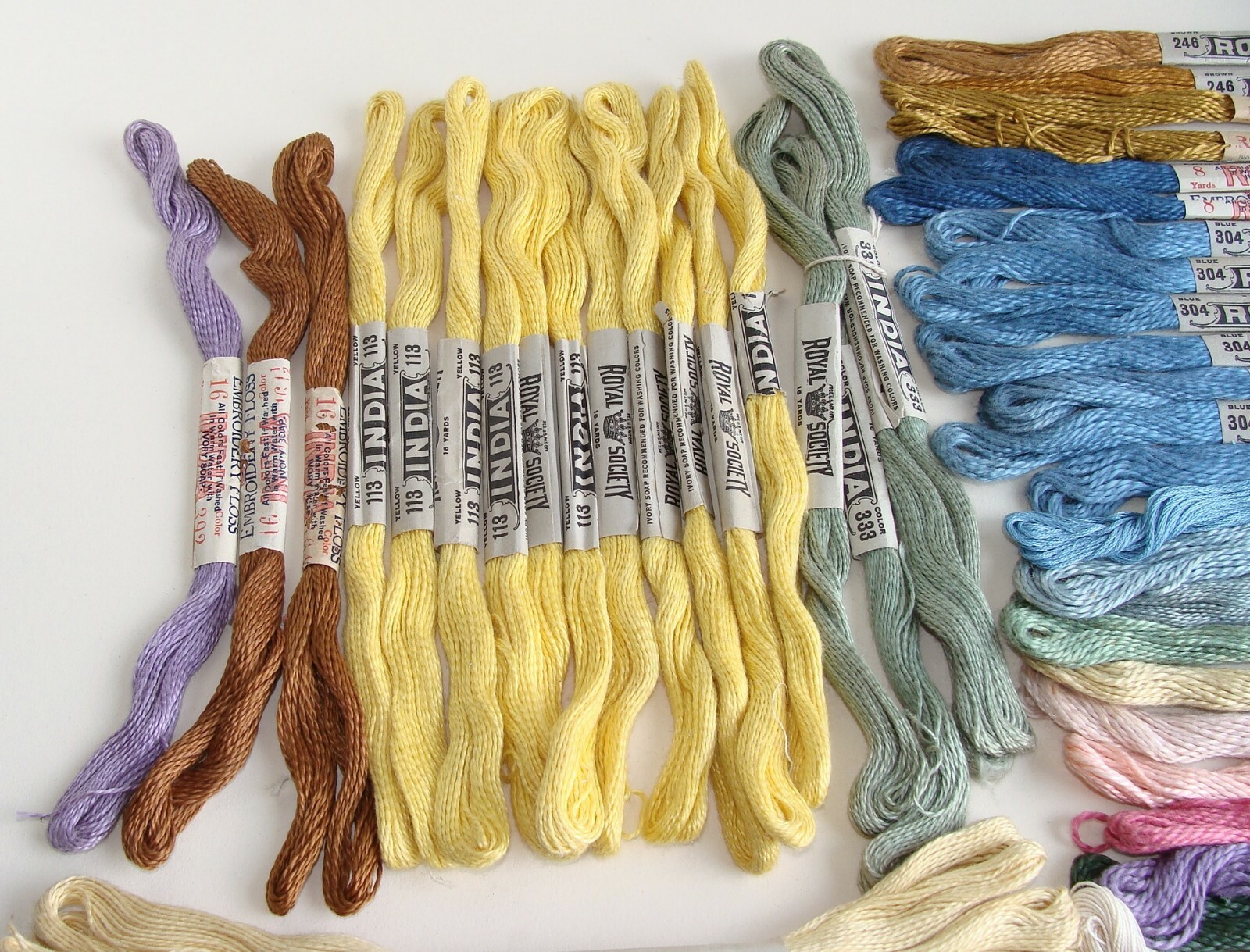 Antique Vintage Lot of 74 Skeins Embroidery Floss Royal Society Rope India +