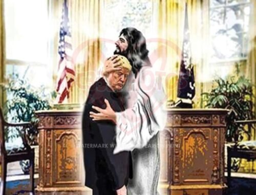 PRESIDENT DONALD TRUMP & JESUS PRAYING WHITE HOUSE 8.5X11 PHOTO POSTER PICTURE