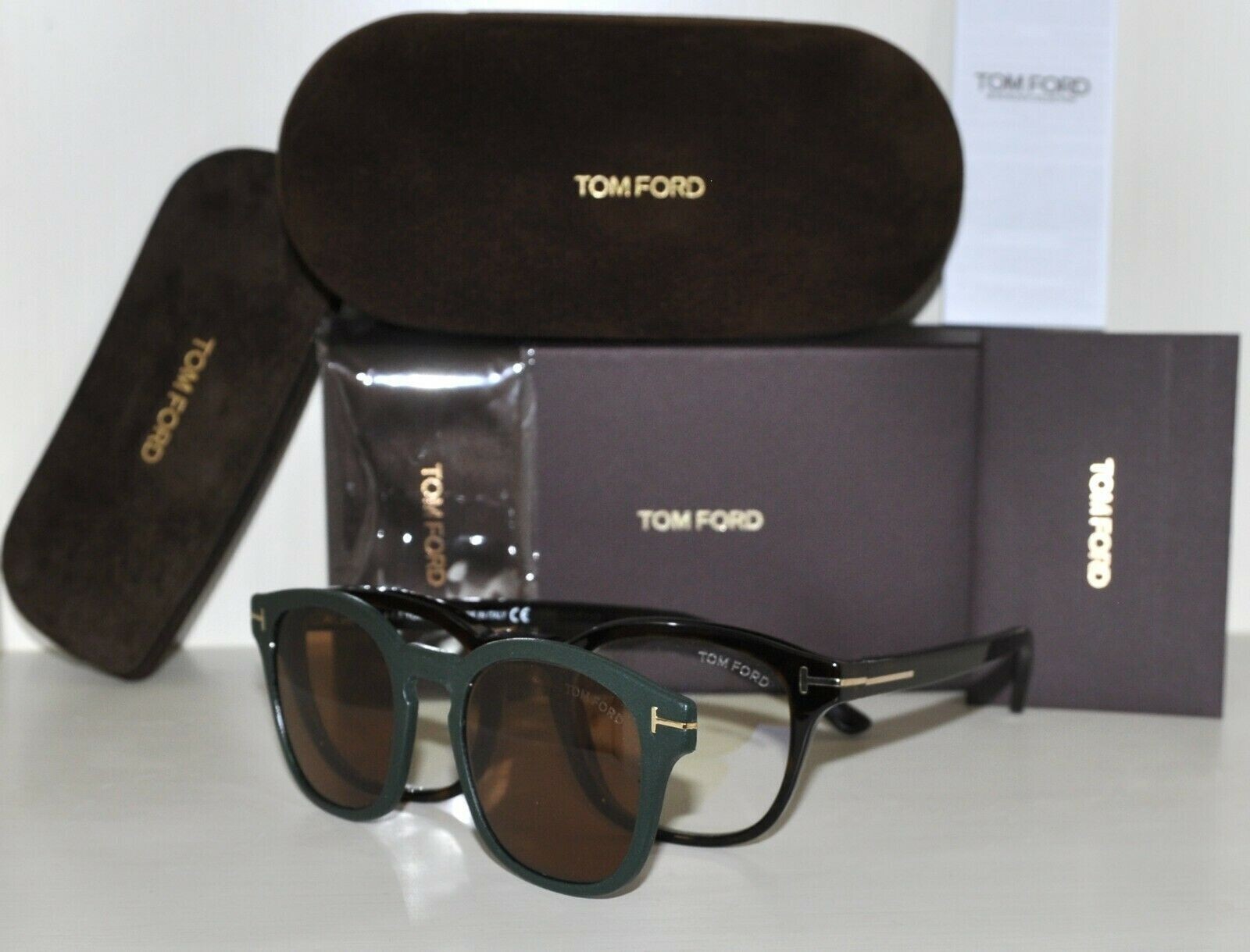 New Tom Ford TF5532 01V Black Optical Frame Clip Eyeglasses New Tom Ford TF5532 01V Black Optical Frame Clip Eyeglasses