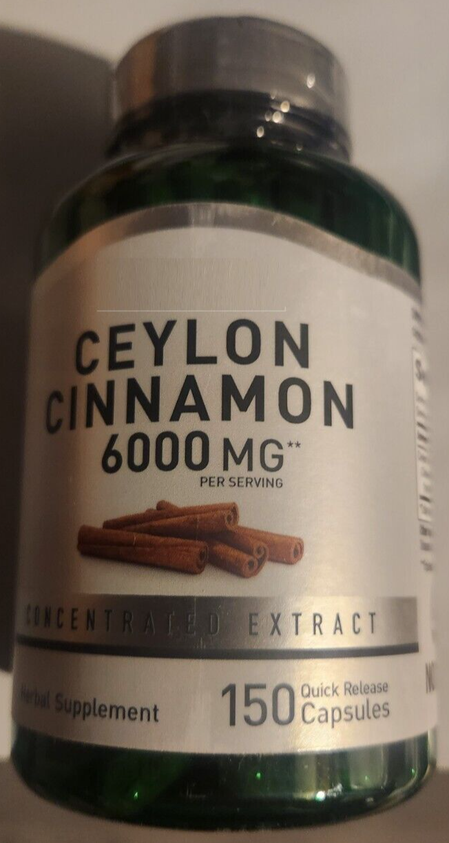 Цейлонская корица 6000 мг, 150 капсул, без ГМО, без глютена, без консервантов