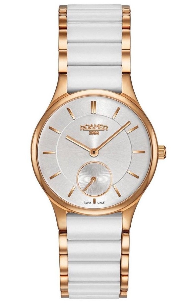 Pre-owned Roamer Ceraline Women's White Ceramic Swiss Quartz Watch 677855 49 15 60