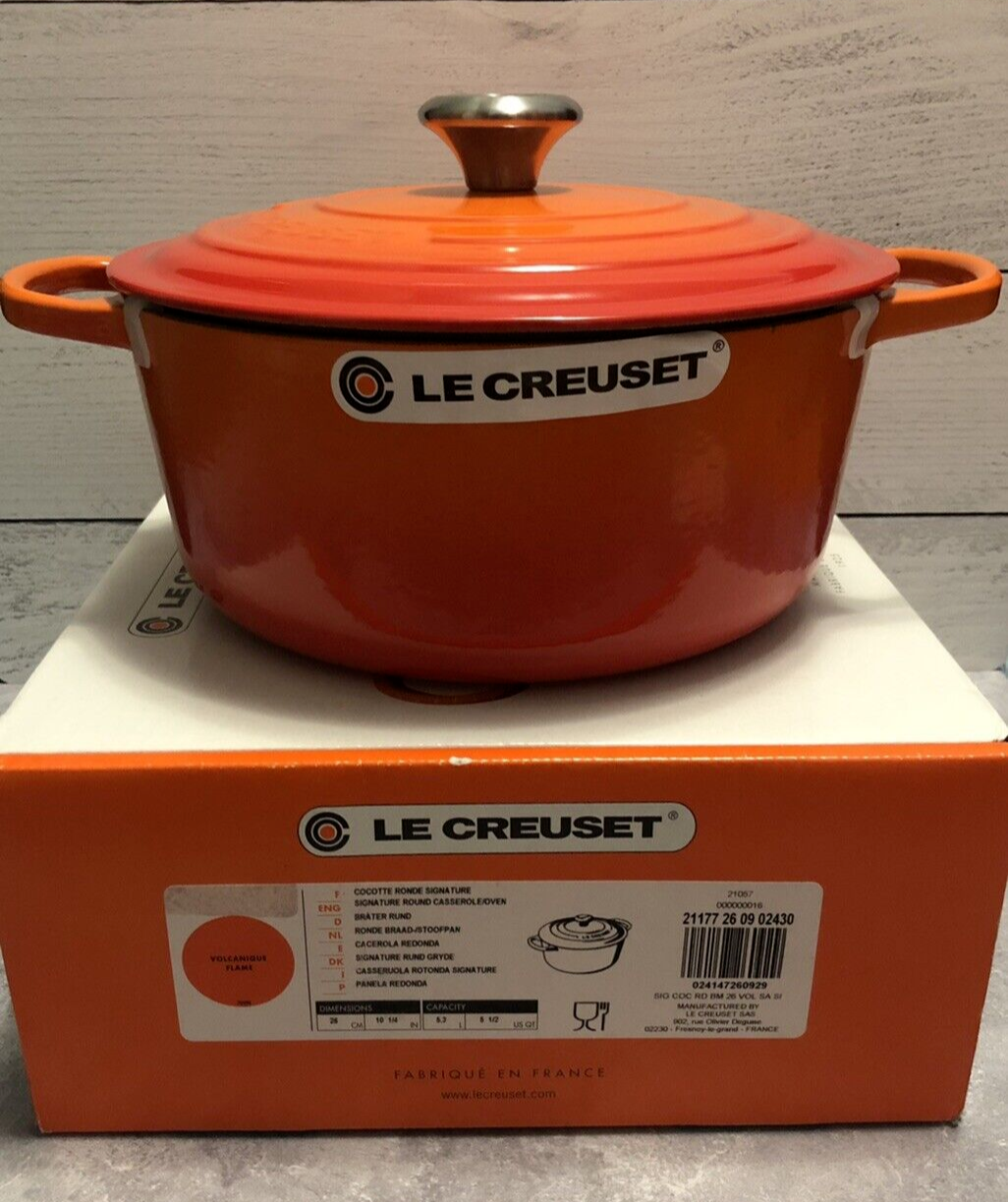 Le Creuset Signature Cast Iron 5.5 Quart Dutch Oven, Flame Le Creuset Signature Cast Iron 5.5 Quart Dutch Oven, Flame