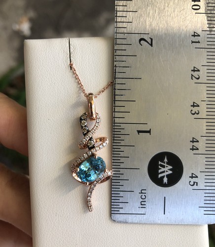 Pre-owned Levian Blue Zircon Chocolate Diamond Pendant Necklace 1.54cttw 14k Rose Gold In Pink
