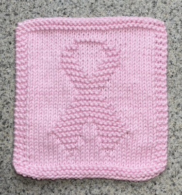 100% Cotton Hand Knitted Dishcloth - Breast Cancer Awareness Ribbon  ️