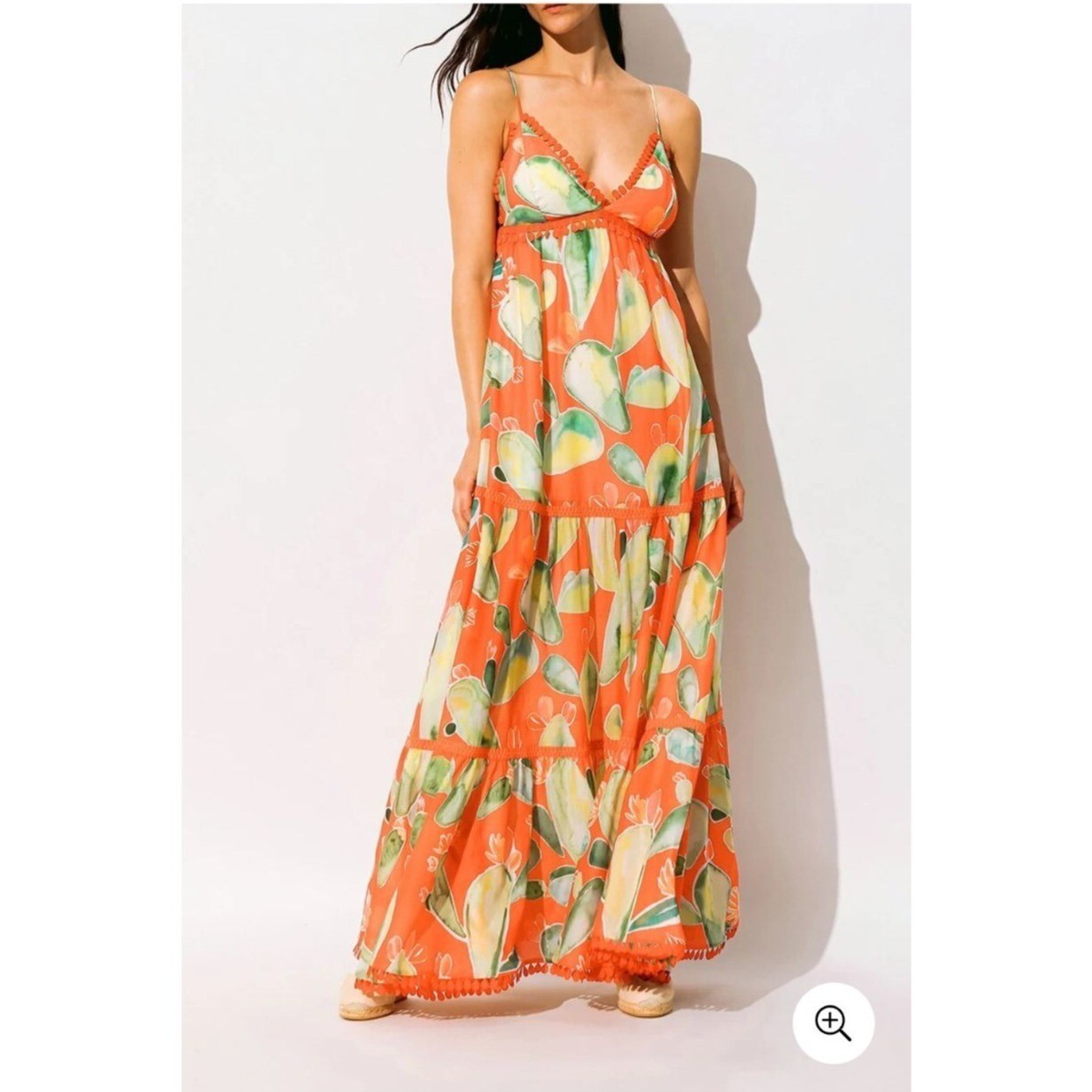 Pre-owned Charo Ruiz Ibiza Maxi Dress M Salamanca Terra Fruits Orange Cotton Resort Summer