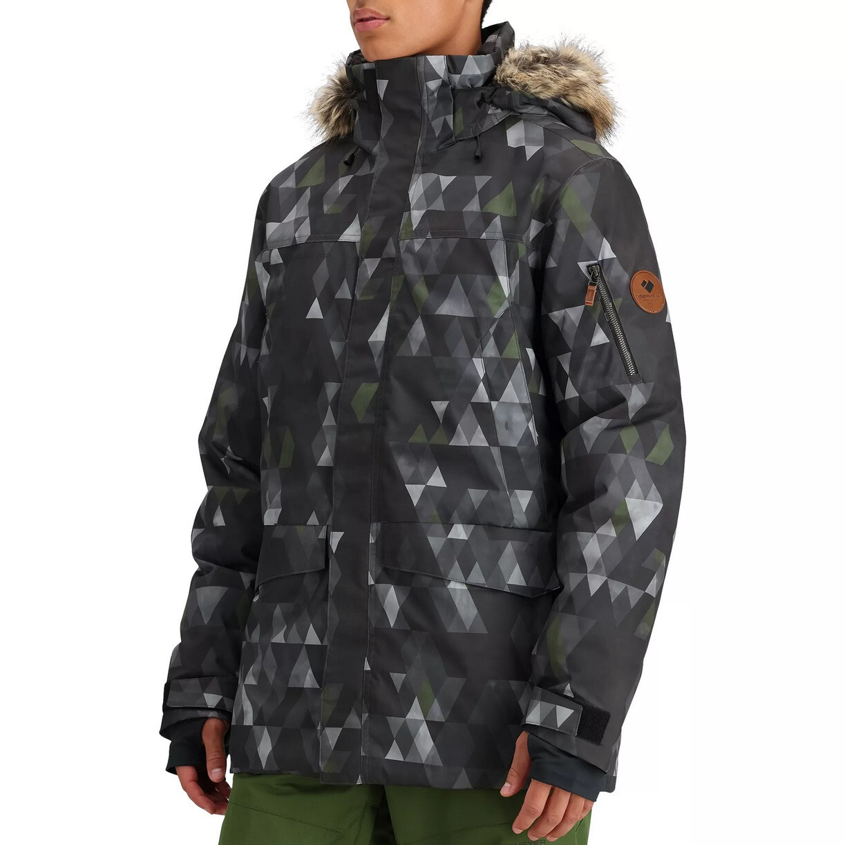 Pre-owned Obermeyer $399,  Men's Rideline Faux Fur Jacket , Gray-out Of Bounds, 2xl In Multi Gray, Out Of Bounds