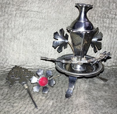 2 VINTAGE METAL KOHL POTS~SURMA~PERFUME DECANTER~EYELINER