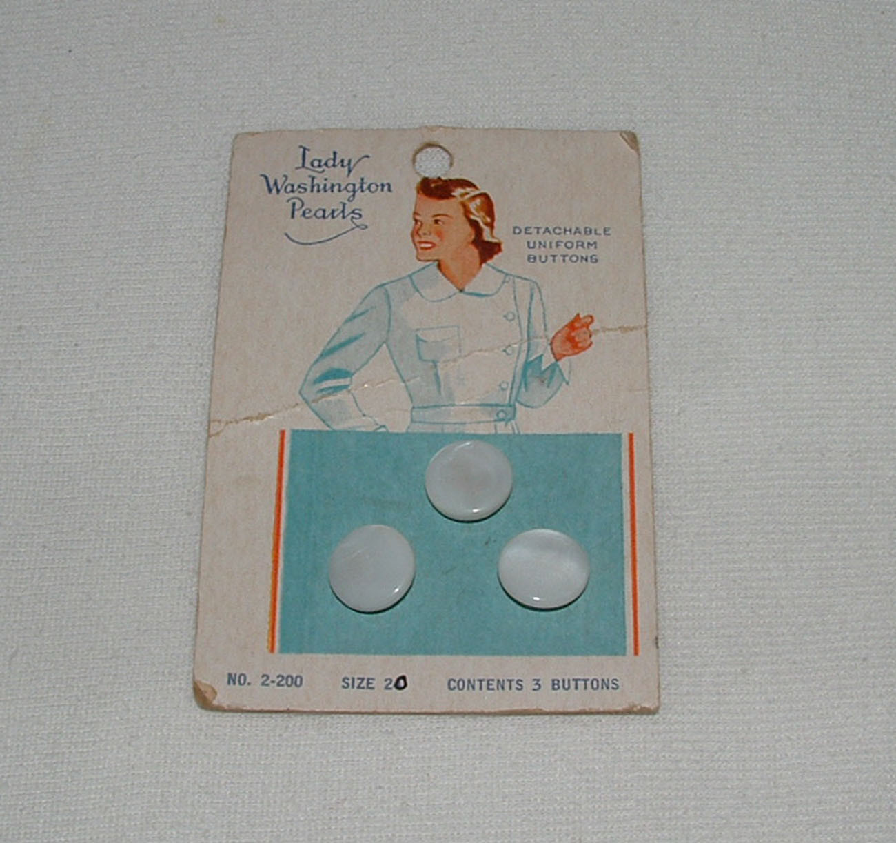 Vintage Lady Washington Mother of Pearl Buttons Detachable Nurse Uniform NOS