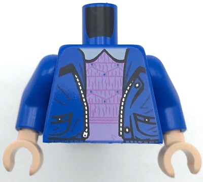 Lego New Blue Torso Jacket over Bright Pink Dress with White Collar Piece