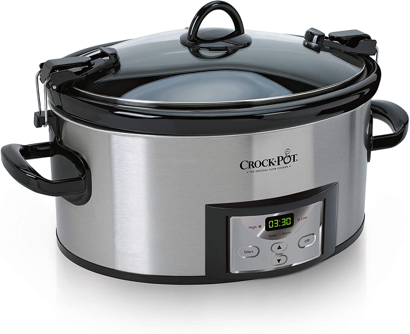Crock-Pot 6 Quart Cook Carry Programmable Slow Cooker Digital Timer Stainless St