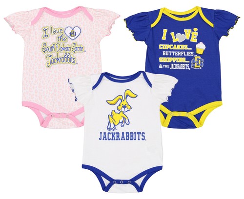 Комплект Outerstuff NCAA для младенцев для девочек, штат Южная Дакота Jackrabbits, комплект из 3 предметов Creeper