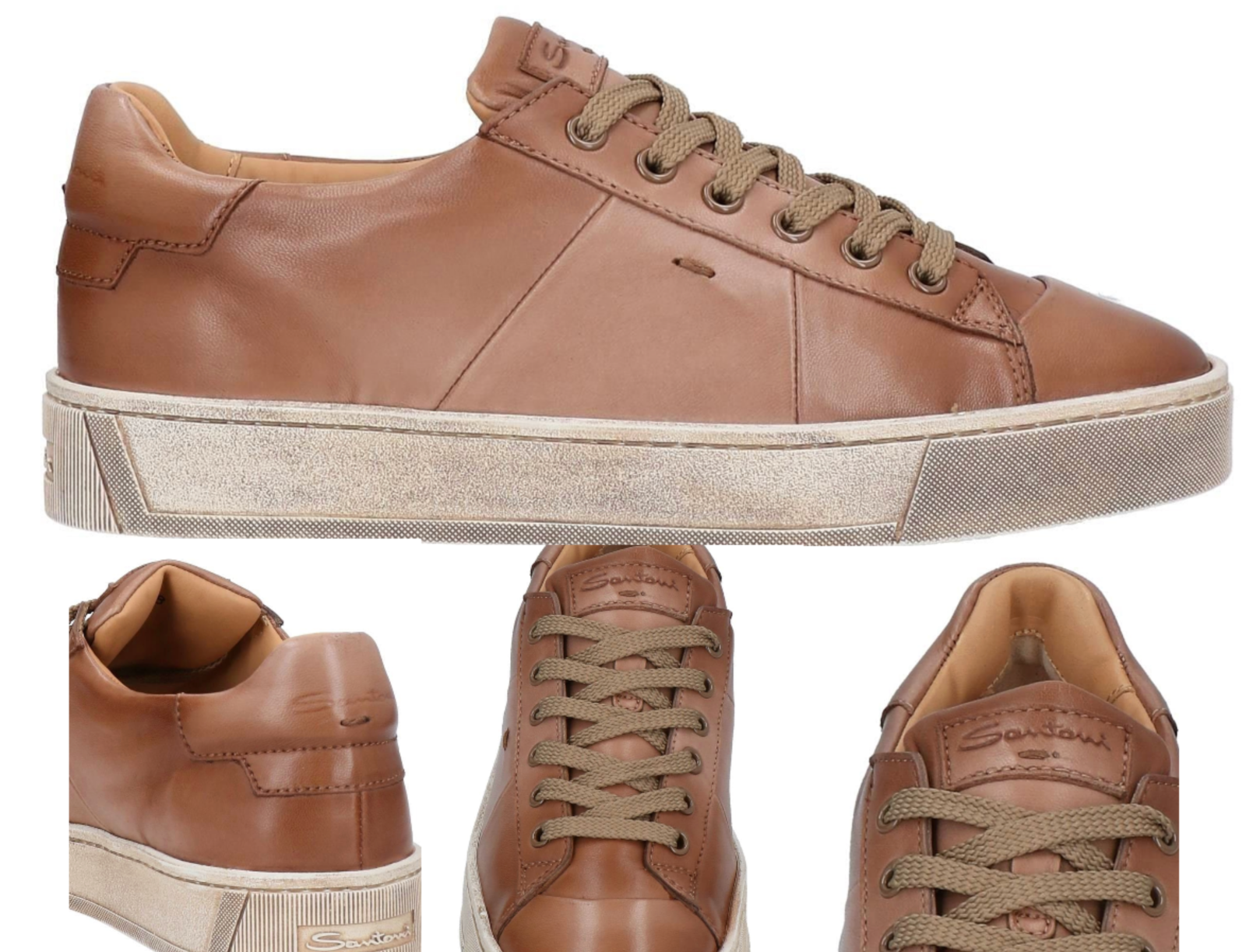 スニーカー SANTONI CLEAN SNEAKERS IN GRAINY LEATHER Santoni Leather Low Top Sneakers City Trainers Slippers