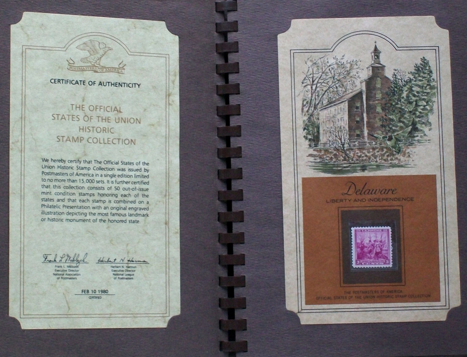 OFFICIAL UNITED STATES OF THE UNION HISTORIC STAMP COLLECTION Album Complete 50