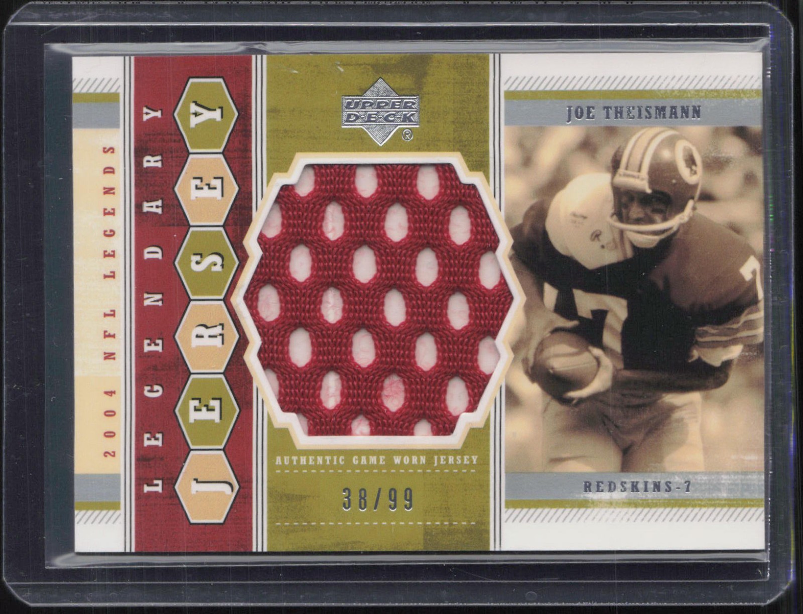 2004 Upper Deck Legends Legendary Jersey Joe Theismann 38/99 Game Worn Jersey