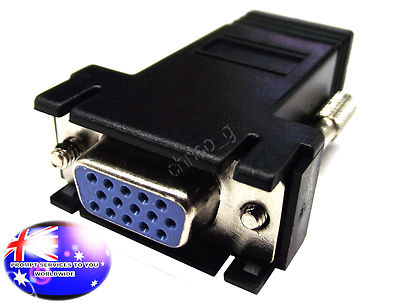 From OZ Quality 1PC D15 VGA Female To RJ45 LAN ETHERNET CAT5 CAT5E Cable Ext +FP