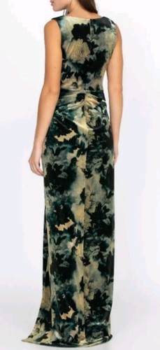 Pre-owned Johnny Was Floral Sherwood Mist Velvet Maxi Cocktail Dress Sz-6&14 $575 In Sherwood/multicolored
