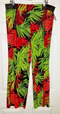 $79 NWT INC Womens Tropic Heat Green Palazzo Slinky Wide Leg Pants Plus Size 2X 