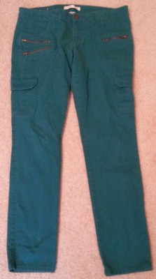 No Boundries Size 13 Green Jeans 9 Pockets some zip Some not 17 1/2'' W