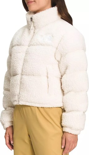 Pre-owned The North Face Women's High Pile Sherpa Nuptse Short Crop 700-down Jacket White