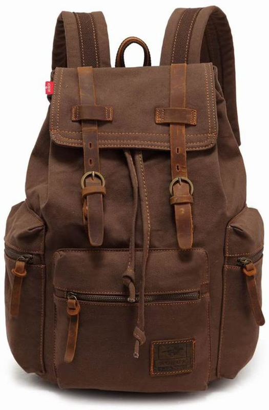 High Capacity Canvas Vintage Backpack for Camping Hiking Travel 12-17" Laptop