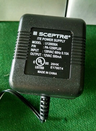 6x Power Supply Adapter: In 120VAC / 60Hz Out 12VAC / 500mA Sceptre NEW