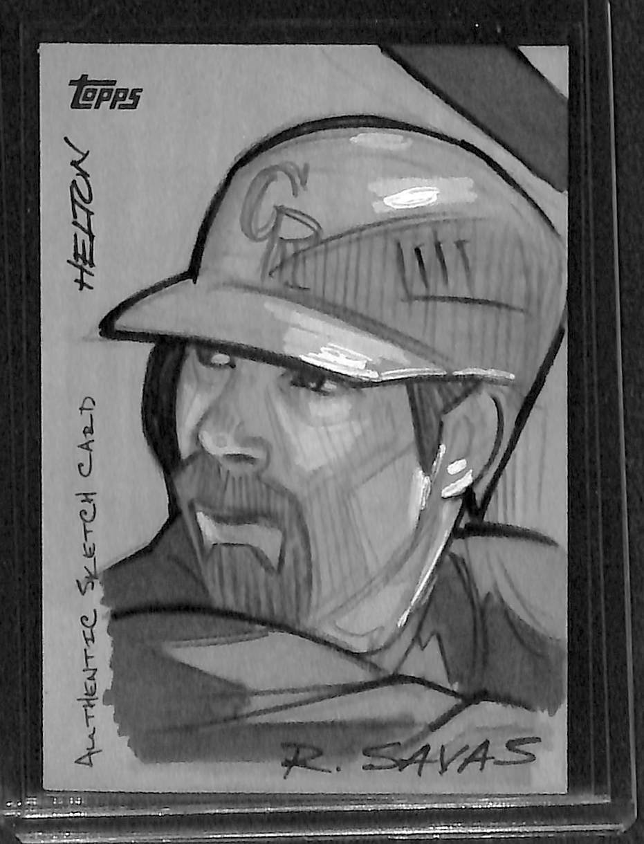 2009 Topps Sketch Card Todd Helton By Artist R. Savas No 1