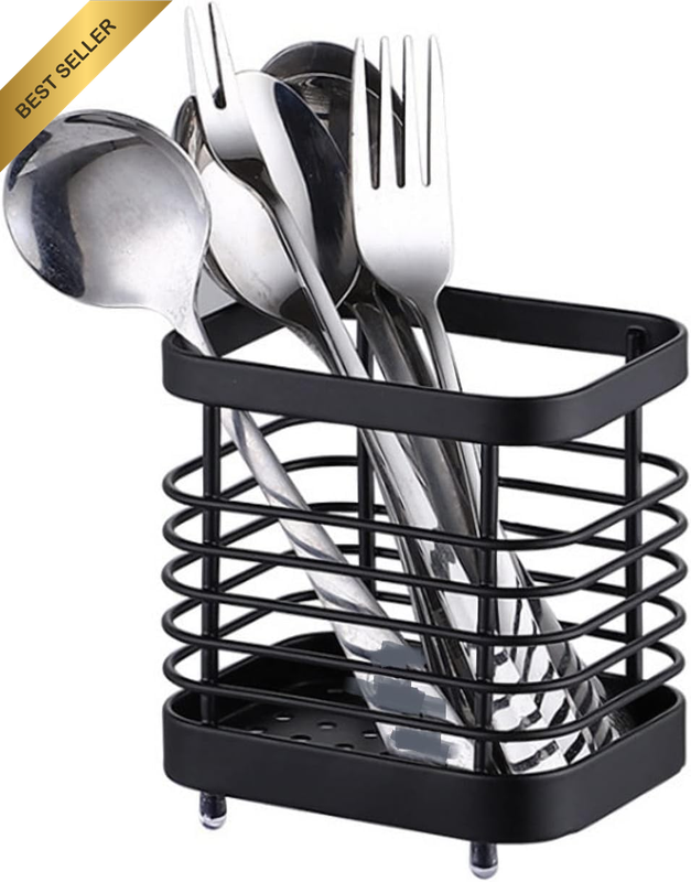 Stainless Steel Kitchen Utensil Holder - Countertop Sink Caddy, Cutlery Drainer