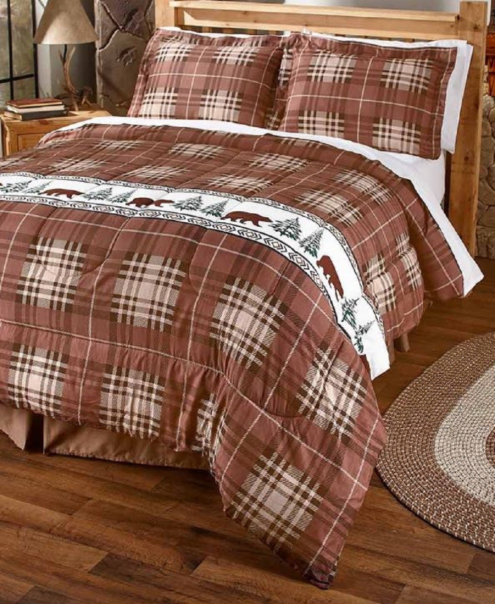 Northwoods Comforter Set Rustic Lodge Cabin Bear Pine Bedding