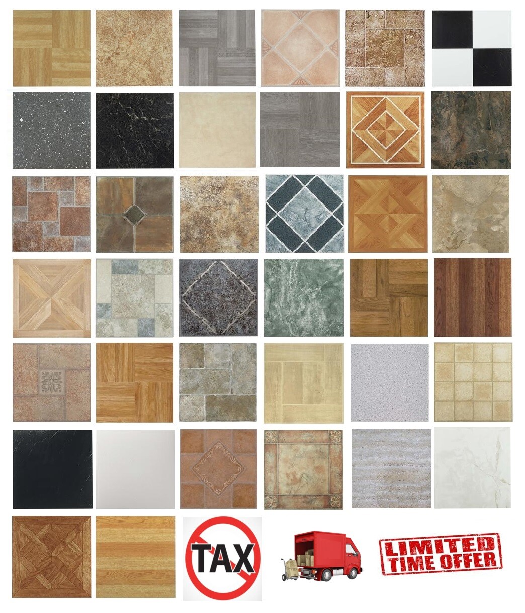 Vinyl Floor Tiles Self Adhesive 20 Sq Ft Peel N Stick Flooring Set