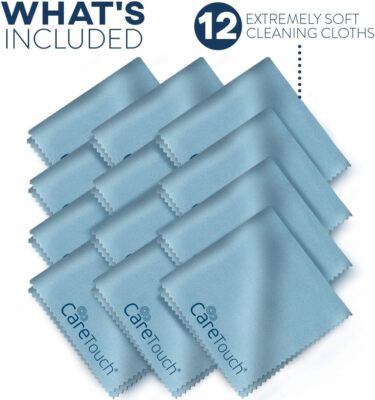 Care Touch Microfiber Cleaning Cloths, 12 Pack - Glasses Cleaner Wipes -