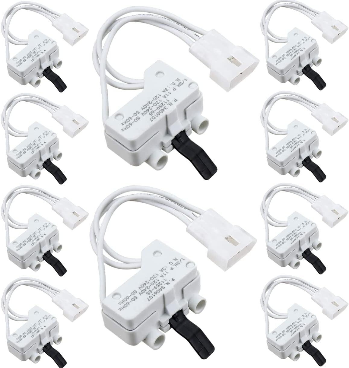 3406107 Dryer Door Switch For Whirlpool Kenmore 3405100, 3405101 10-PACK