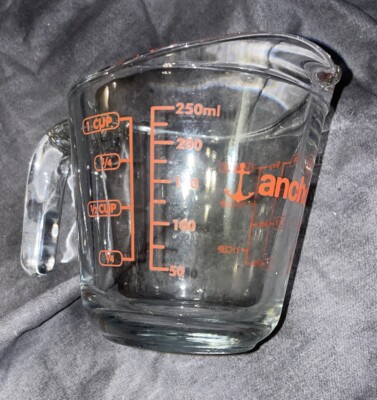 VINTAGE ANCHOR LOGO 1 CUP 250 ML LIQUID MEASURING CUP RED LETTERING 