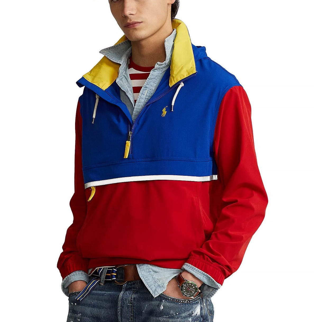 Polo Ralph Lauren Men Color Block Hooded Half-Zip Hybrid Polo Ralph Lauren Men Color Block Hooded Half-Zip Hybrid