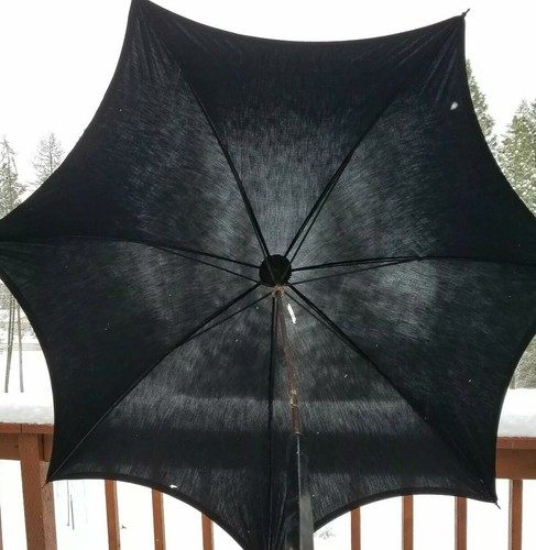 Antique vintage square Handle Umbrella parasol silver tone diamond outlay hng