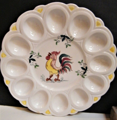 Deviled EGG Platter Plate Party Rooster Vintage 12 Eggs Holder Farmhouse Decor