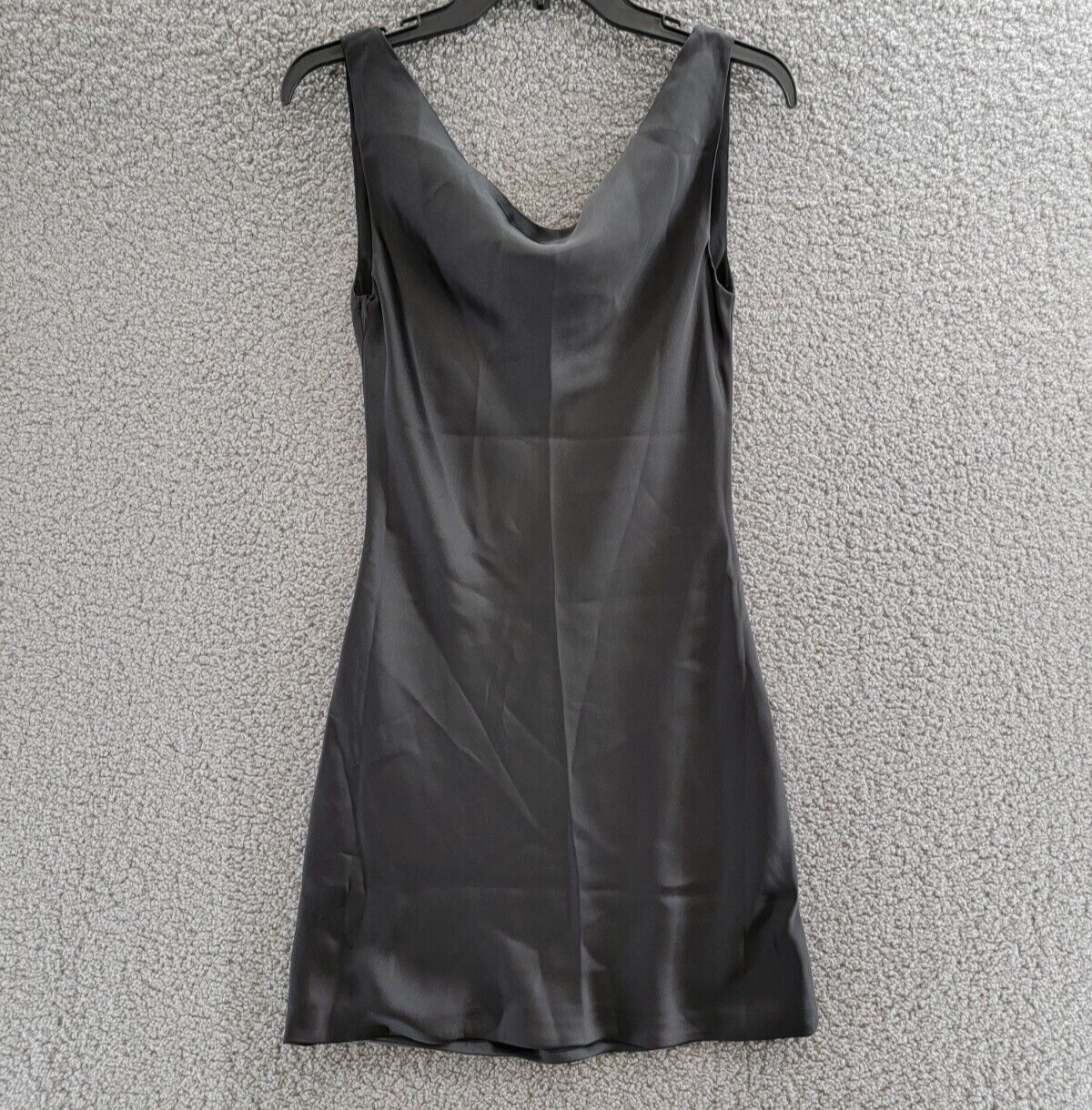 Norma Kamali Maria Cowl Neck Mini Dress Women's XS/34 Black Solid Sleeveless - Picture 2 of 16