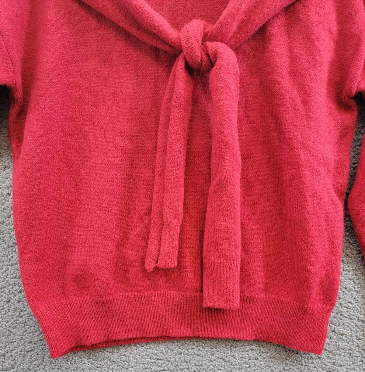 Line & Dot Double Layer Sweater Women's S Red Round Neck Long Sleeve Pullover - Picture 4 of 20